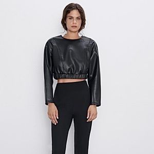 Zara vegan leather crop top